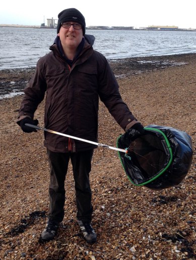 Mark from Friends of Weston Shore at the litter pick